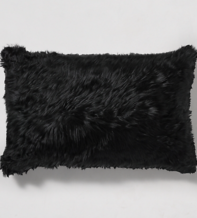 11″ x 20″ Black Alpaca Fur Suri  Pillow cover - Alpaca Retail