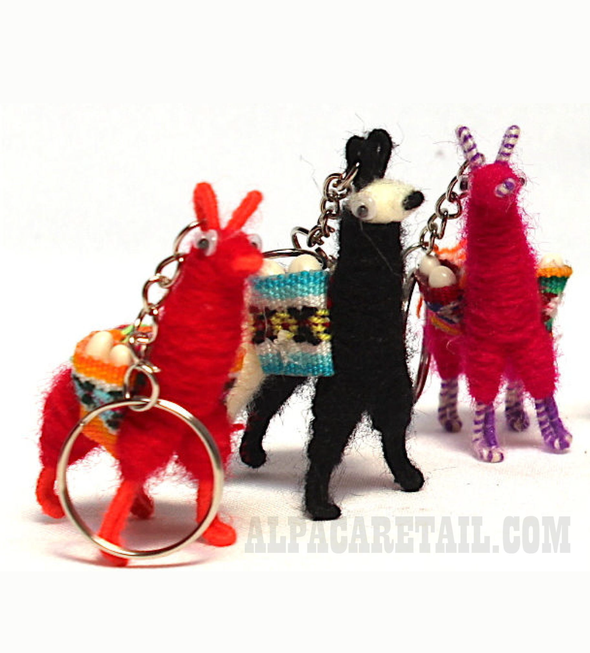 3 PACK 6 PACK Tiny Llama Keychain ethnic decoration gift bag accessories, Andean Collectible Handcrafted Miniature Figurine - Alpaca Retail