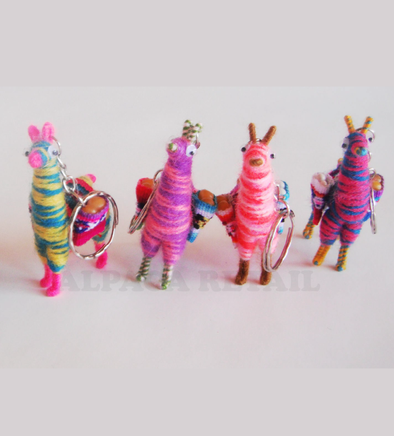 Tiny Llama Keychain, ethnic decoration, gift bag accessories, Zebra llama charm bag Andean Collectible Handcrafted Miniature Figurine - Alpaca Retail