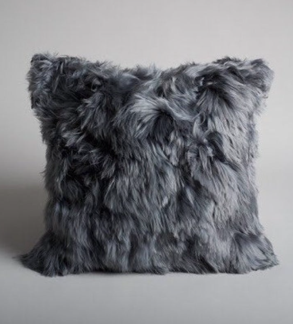 20″ x 20″  Gray Alpaca Suri fur Pillow Cover - Alpaca Retail