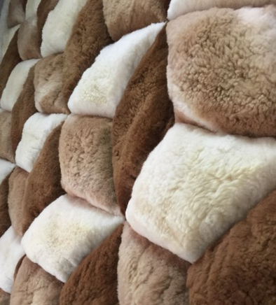 New Alpaca Fur Rug. New  Brown White Alpaca Rug. "Y" Design-Geometric - Alpaca Retail