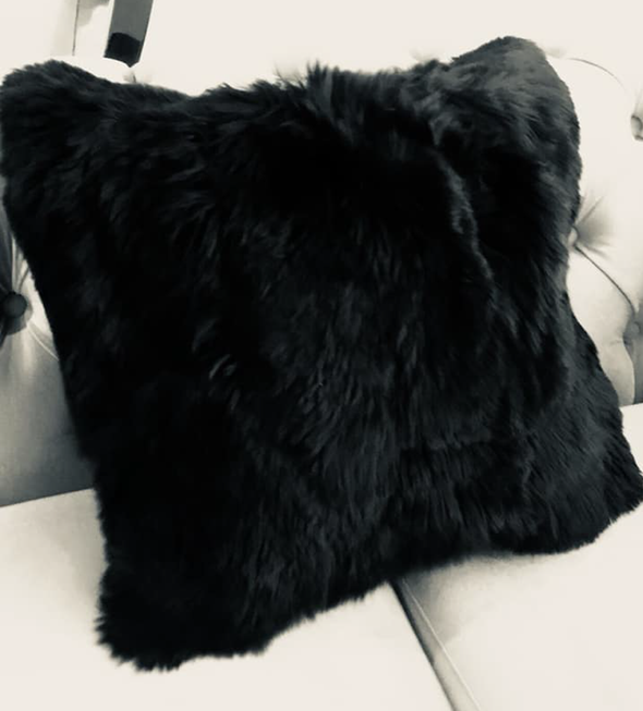 20″ x 20″  Black Alpaca Suri fur Pillow cover - Alpaca Retail