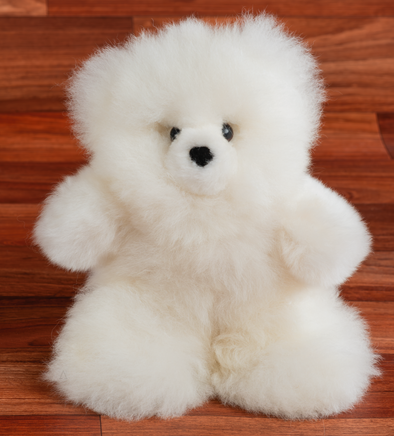 WHITE PREMIUM BABY ALPACA FUR TEDDY BEAR - Alpaca Retail
