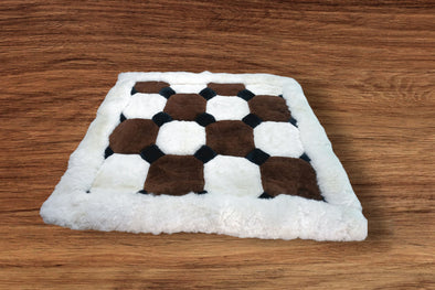 Mix Brown-White Alpaca Fur Rug "Octagon" Design