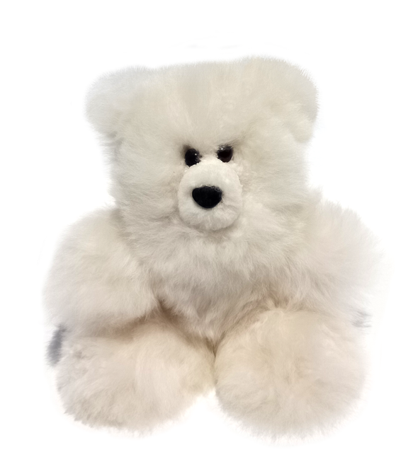 WHITE PREMIUM BABY ALPACA FUR TEDDY BEAR - Alpaca Retail